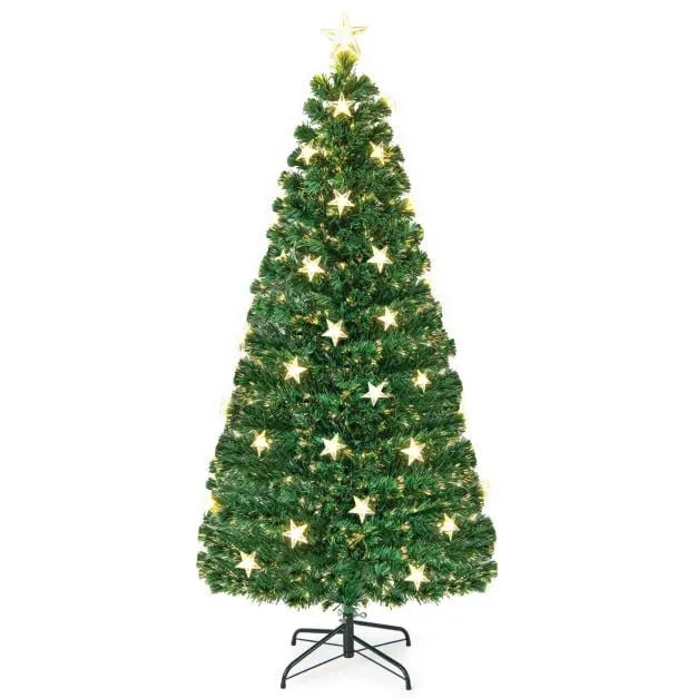 5ft Fibre Optic Christmas Tree | Pre-Lit Artificial Tree with Star Topper COSTWAY - Little and Giant Explorers Costway