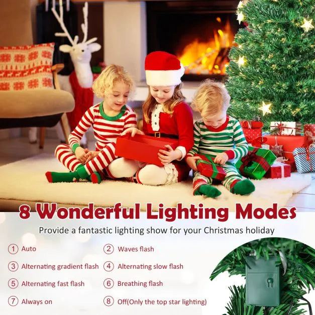 5ft Fibre Optic Christmas Tree | Pre-Lit Artificial Tree with Star Topper COSTWAY - Little and Giant Explorers Costway
