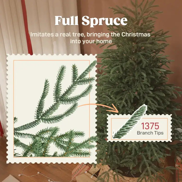 5ft Full Spruce Artificial Christmas Tree | Realistic Xmas Tree with 1375 Tips HOMCOM - Little and Giant Explorers HOMCOM