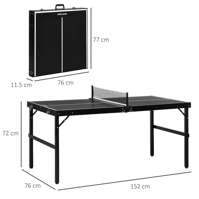 5ft Mini Table Tennis Table – Black | Foldable, Lightweight and Outdoor-Ready Design SPORTNOW - Little and Giant Explorers SPORTNOW