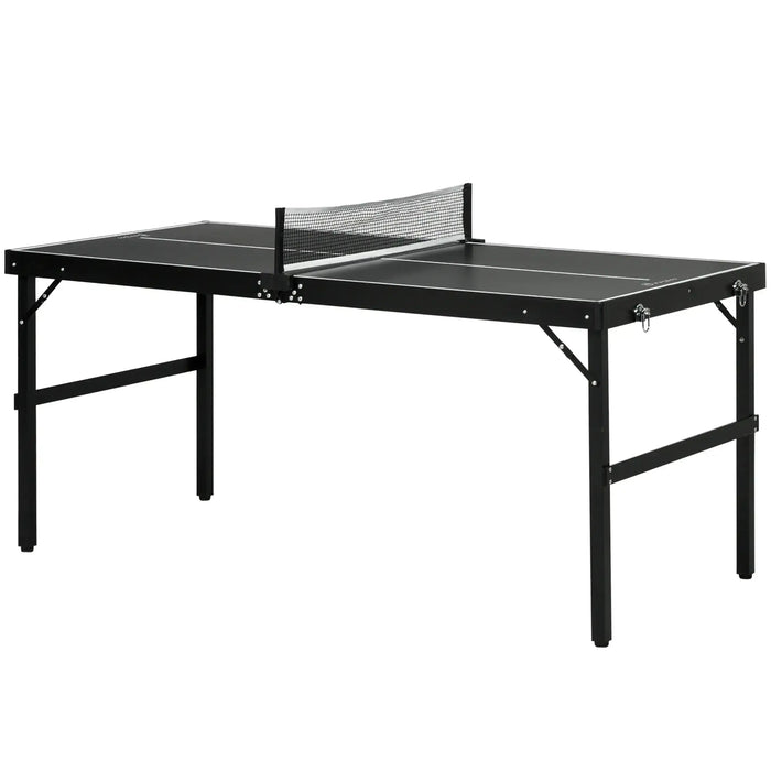 5ft Mini Table Tennis Table – Black | Foldable, Lightweight and Outdoor-Ready Design SPORTNOW - Little and Giant Explorers SPORTNOW