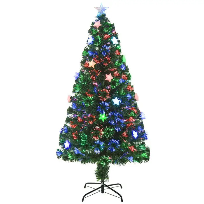 5ft Pre-Lit Fibre Optic Christmas Tree | LED Lights with Star Lampshades HOMCOM - Little and Giant Explorers HOMCOM