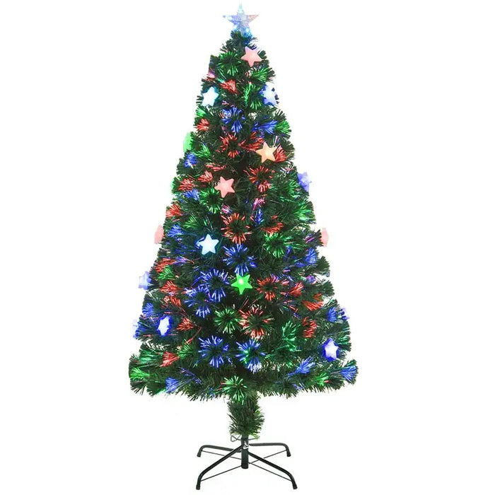 5ft Pre-Lit Fibre Optic Christmas Tree | LED Lights with Star Lampshades HOMCOM - Little and Giant Explorers HOMCOM