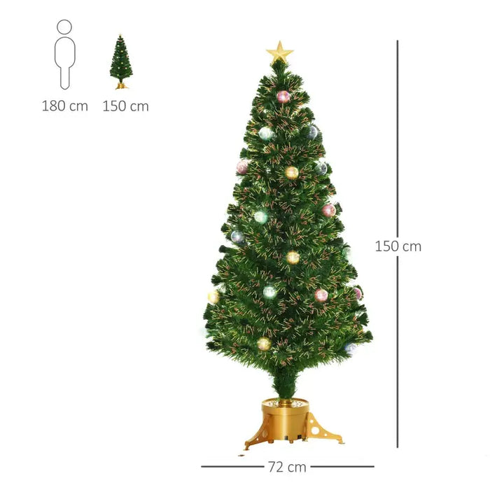 5ft Pre-Lit Fibre Optic Christmas Tree | Multi-Coloured Lights - Pre-Assembled Decorations HOMCOM - Little and Giant Explorers HOMCOM