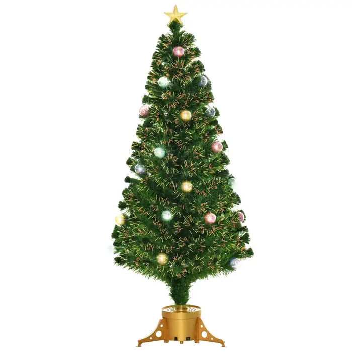 5ft Pre-Lit Fibre Optic Christmas Tree | Multi-Coloured Lights - Pre-Assembled Decorations HOMCOM - Little and Giant Explorers HOMCOM