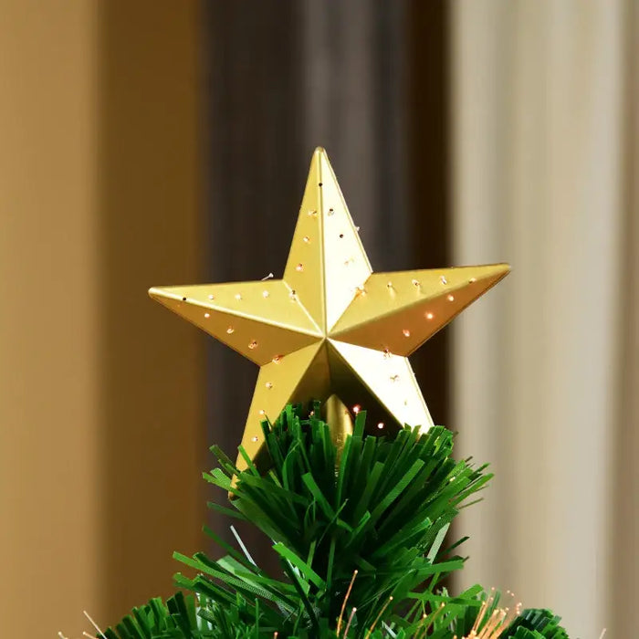 5ft Pre-Lit Fibre Optic Christmas Tree | Multi-Coloured Lights - Pre-Assembled Decorations HOMCOM - Little and Giant Explorers HOMCOM