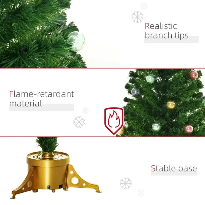 5ft Pre-Lit Fibre Optic Christmas Tree | Multi-Coloured Lights - Pre-Assembled Decorations HOMCOM - Little and Giant Explorers HOMCOM