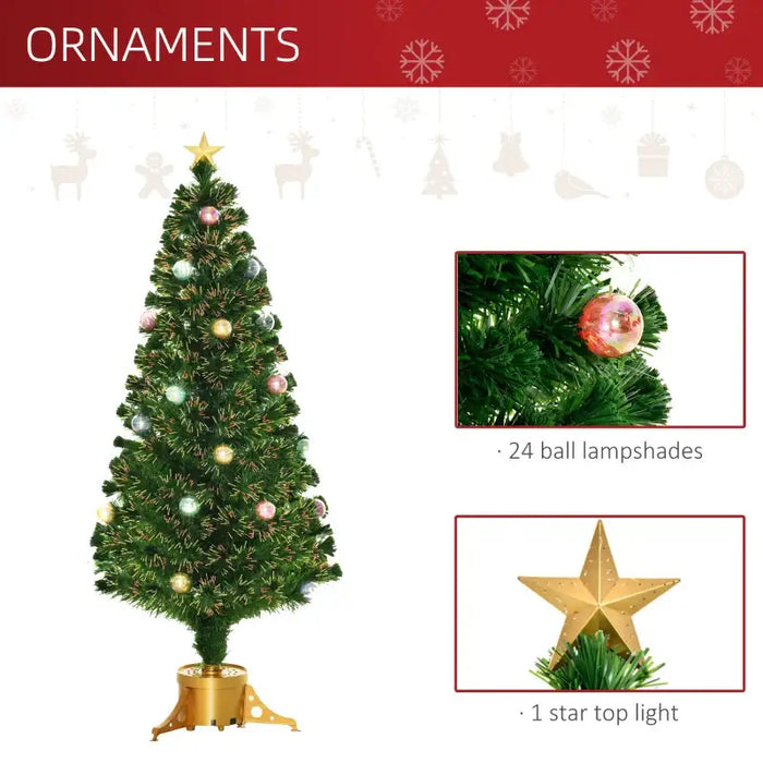 5ft Pre-Lit Fibre Optic Christmas Tree | Multi-Coloured Lights - Pre-Assembled Decorations HOMCOM - Little and Giant Explorers HOMCOM