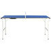 Blue 5ft compact ping pong table with folding white legs and central net