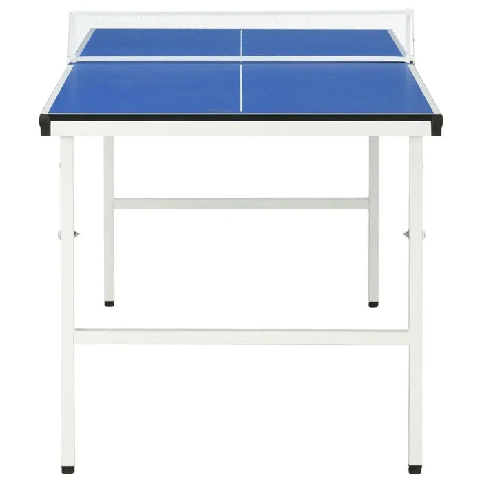 Blue 5ft compact professional ping pong table with white frame and net