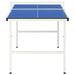 Blue 5ft compact professional ping pong table with white frame and net