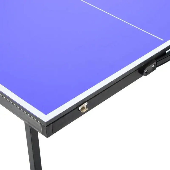 Blue 5ft professional table tennis table with metal frame and folding legs