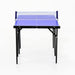 5ft professional blue table tennis table with net and foldable black legs on white background