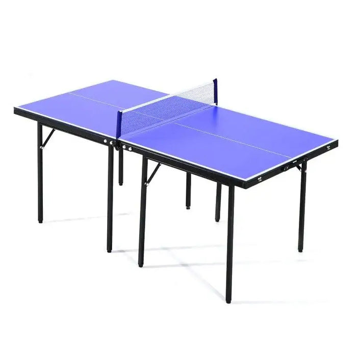 5ft professional blue table tennis table with net and foldable legs for family entertainment