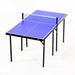 5ft blue professional table tennis table with net and foldable black legs on white background