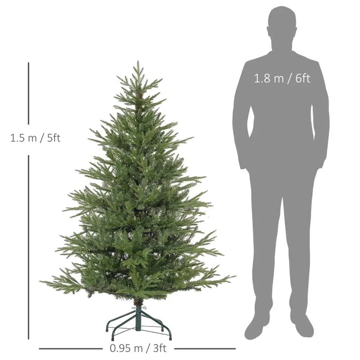 5FT Realistic Artificial Christmas Tree with 1724 Tips in Green - Little and Giant Explorers HOMCOM