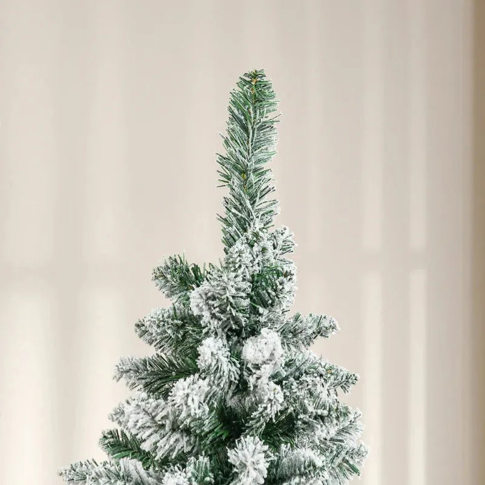 5FT Snow Flocked Artificial Christmas Tree with Pinewood Base - Little and Giant Explorers HOMCOM