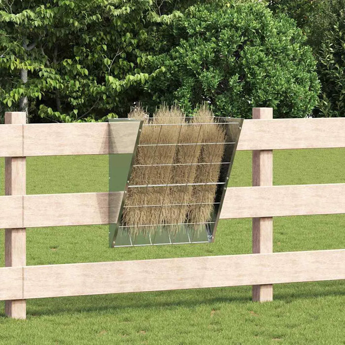 5kg Metal Hay Feeder – Silver | Galvanised Steel Hanging Feeder with Tray VIDAXL - Little and Giant Explorers