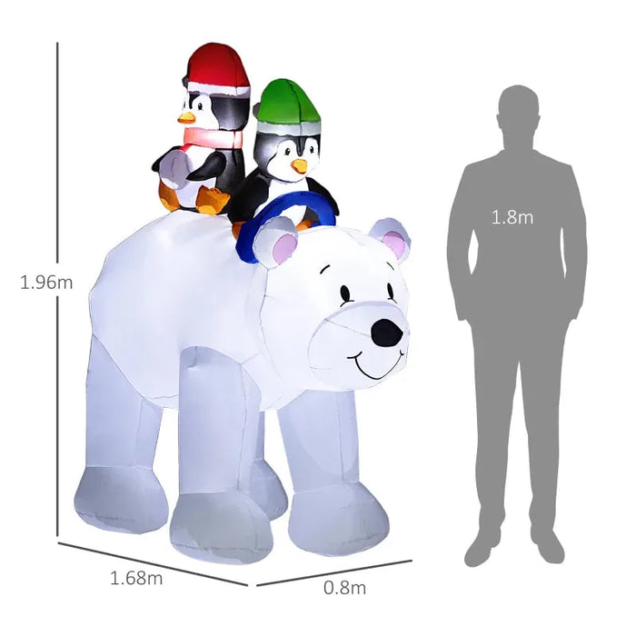 6.4FT Christmas Inflatable Polar Bear and Penguins - Little and Giant Explorers Outsunny