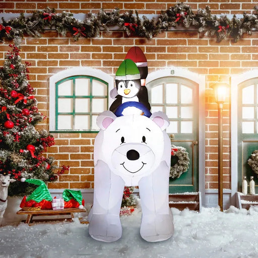 6.4FT Christmas Inflatable Polar Bear and Penguins - Little and Giant Explorers Outsunny