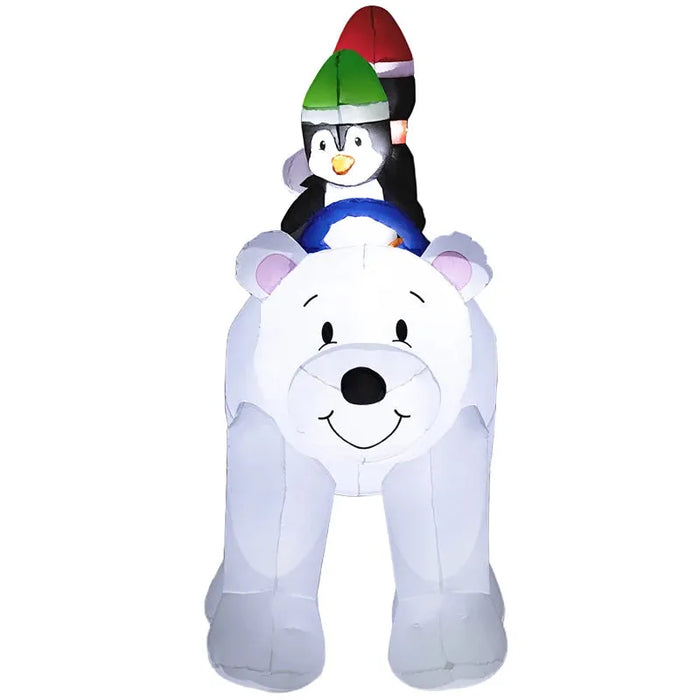 6.4FT Christmas Inflatable Polar Bear and Penguins - Little and Giant Explorers Outsunny