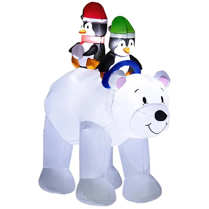 6.4FT Christmas Inflatable Polar Bear and Penguins - Little and Giant Explorers Outsunny