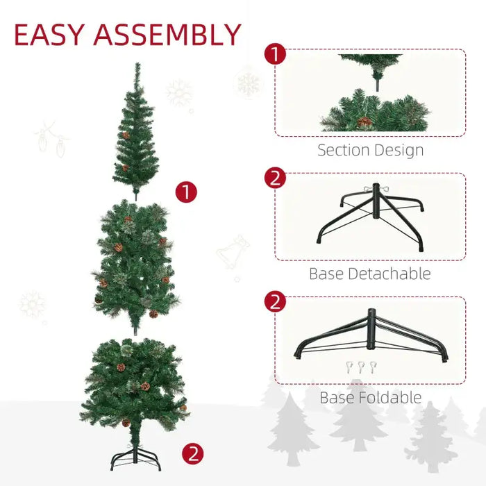 6.5ft Slim Artificial Christmas Tree | Unlit - Pine Cones and Needles HOMCOM - Little and Giant Explorers HOMCOM