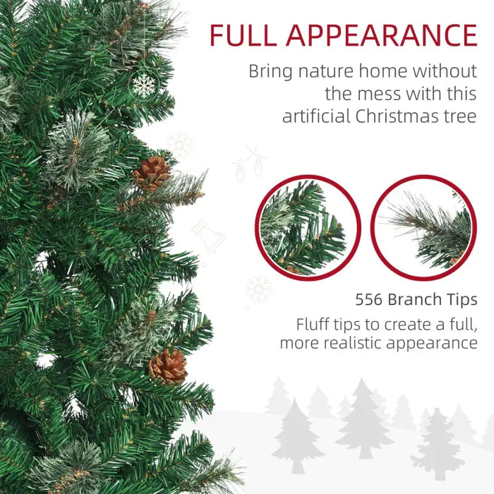 6.5ft Slim Artificial Christmas Tree | Unlit - Pine Cones and Needles HOMCOM - Little and Giant Explorers HOMCOM