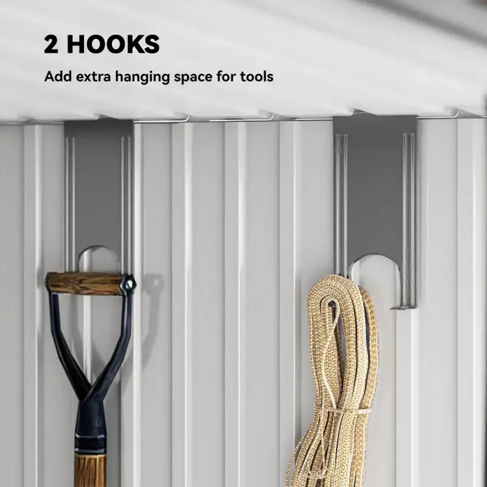 6.5x4ft Metal Garden Storage Shed – Light Grey Wood Effect | Galvanised Steel OUTSUNNY - Little and Giant Explorers Outsunny