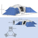 Large Camping Tent with 3 Bedrooms, Living Area and Porch in Blue (6 - 9 persons) - Little and Giant Explorers Outsunny