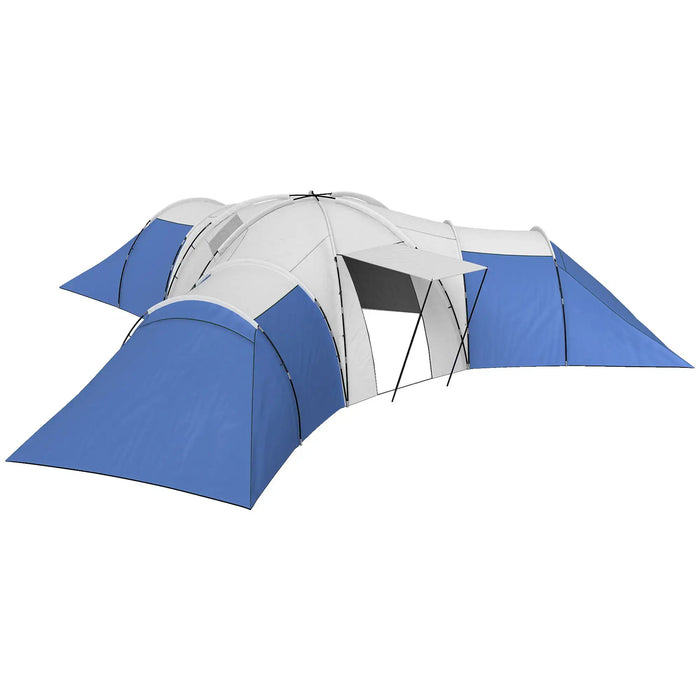 Large Camping Tent with 3 Bedrooms, Living Area and Porch in Blue (6 - 9 persons) - Little and Giant Explorers Outsunny
