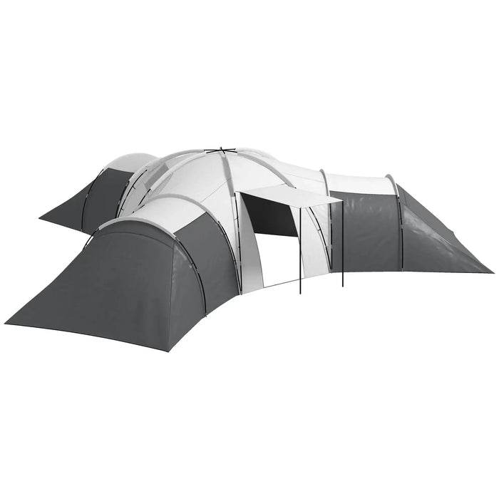Large Camping Tent with 3 Bedrooms, Living Area and Porch in Grey (6-9 persons) - Little and Giant Explorers Outsunny