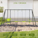 Outdoor 3-in-1 swing set with double-seater swing, two U-shaped swings, and glider.