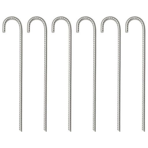 6 Galvanised Steel Tent Pegs - 37cm - Ø10mm - Little and Giant Explorers vidaXL