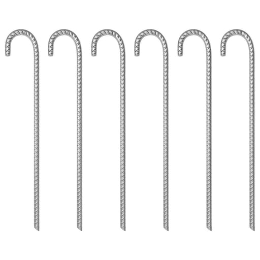 6 Galvanised Steel Tent Pegs - 41.5cm - Ø12mm - Little and Giant Explorers vidaXL