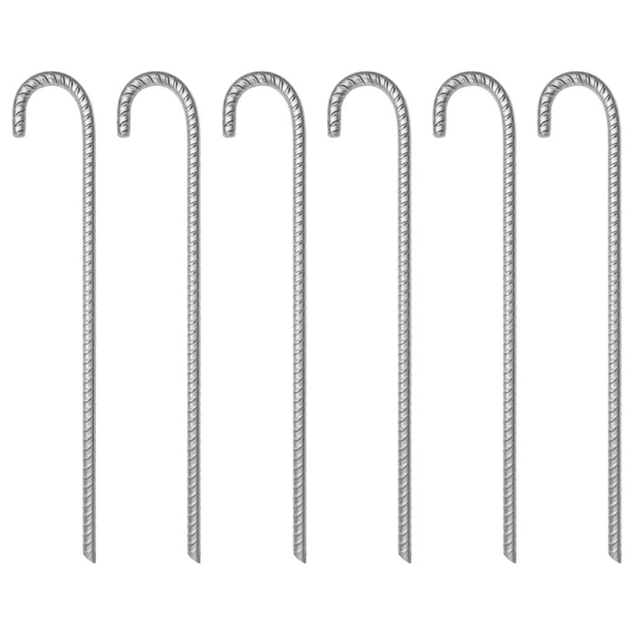 6 Galvanised Steel Tent Pegs - 41.5cm - Ø12mm - Little and Giant Explorers vidaXL