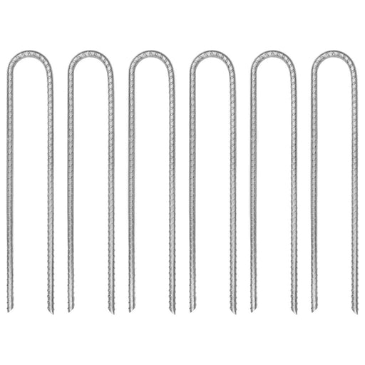 6 Galvanised Steel Tent Pegs - U-shaped - 30cm - Ø7mm - Little and Giant Explorers vidaXL