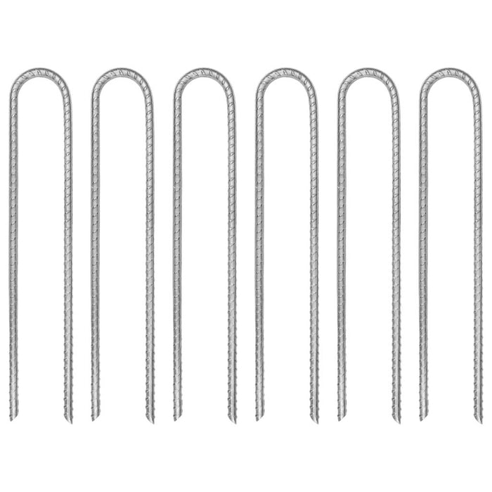 6 Galvanised Steel Tent Pegs - U-shaped - 30cm - Ø7mm - Little and Giant Explorers vidaXL