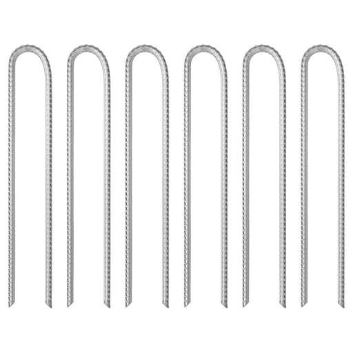 6 Galvanised Steel Tent Pegs - U-shaped - 37cm - Ø10mm - Little and Giant Explorers vidaXL