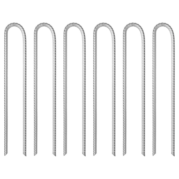 6 Galvanised Steel Tent Pegs - U-shaped - 37cm - Ø10mm - Little and Giant Explorers vidaXL