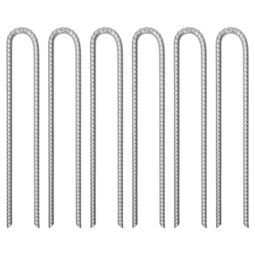 6 Galvanised Steel Tent Pegs - U-shaped - 41.5cm - Ø12mm - Little and Giant Explorers vidaXL