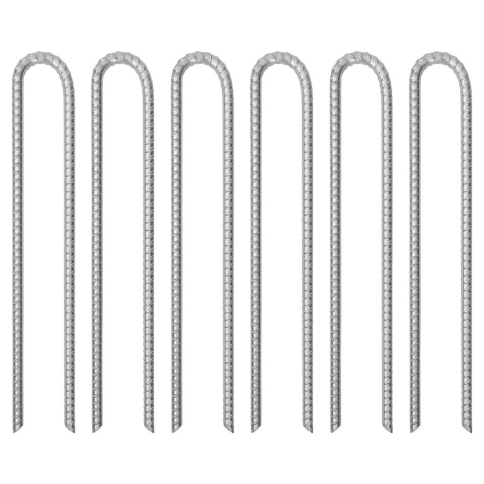 6 Galvanised Steel Tent Pegs - U-shaped - 41.5cm - Ø12mm - Little and Giant Explorers vidaXL