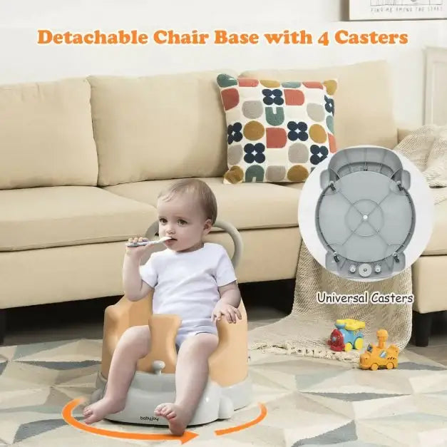 6-in-1 Baby Booster Seat and Walker in Yellow - Little and Giant Explorers Costway