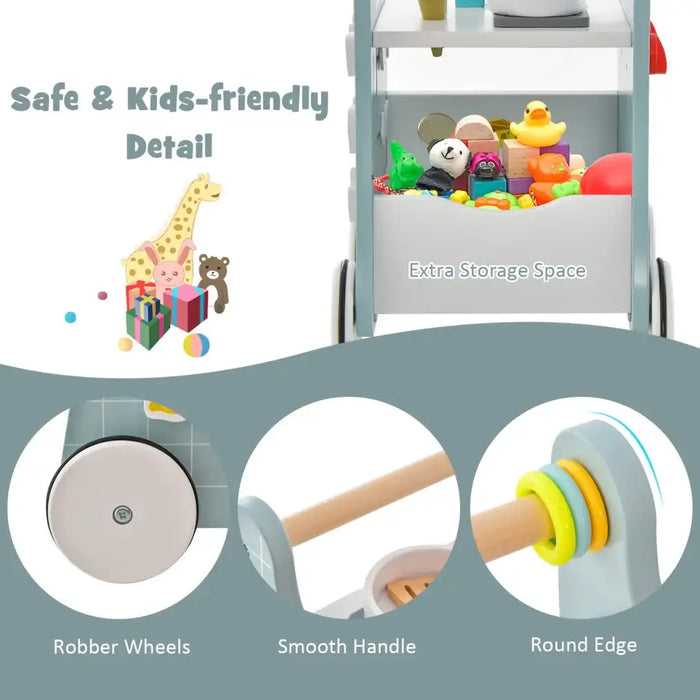 6-in-1 Baby Learning Activity Centre Blue | Kitchen Learning with Educational Games - Little and Giant Explorers Costway