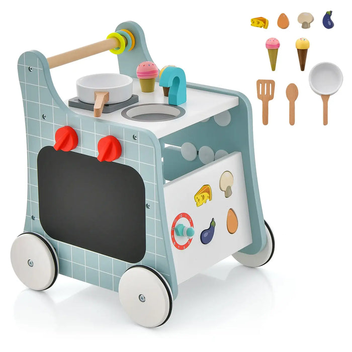 6-in-1 Baby Learning Activity Centre Blue | Kitchen Learning with Educational Games - Little and Giant Explorers Costway