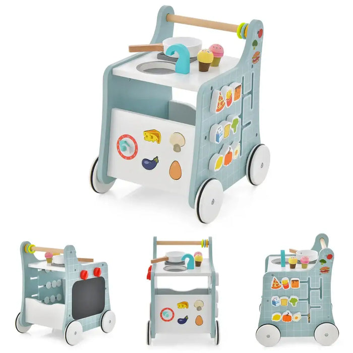 6-in-1 Baby Learning Activity Centre Blue | Kitchen Learning with Educational Games - Little and Giant Explorers Costway