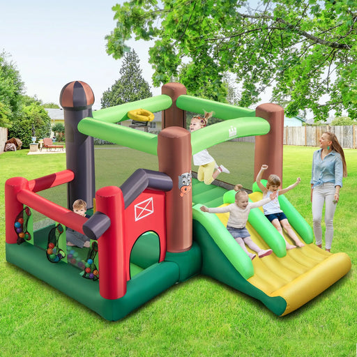 6-in-1 Bounce Castle with Double Slides and Blower - Little and Giant Explorers Costway