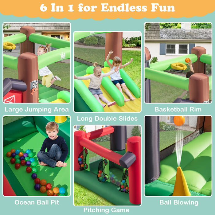 6-in-1 Bounce Castle with Double Slides and Blower - Little and Giant Explorers Costway