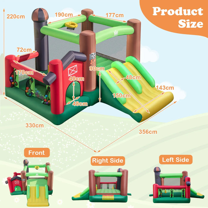 6-in-1 Bounce Castle with Double Slides and Blower - Little and Giant Explorers Costway