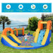 6-in-1 Bounce Castel with Slide, Water Pool, Gun Basket, Trampoline, Climbing Wall and Tunnel with Blower - Little and Giant Explorers Outsunny